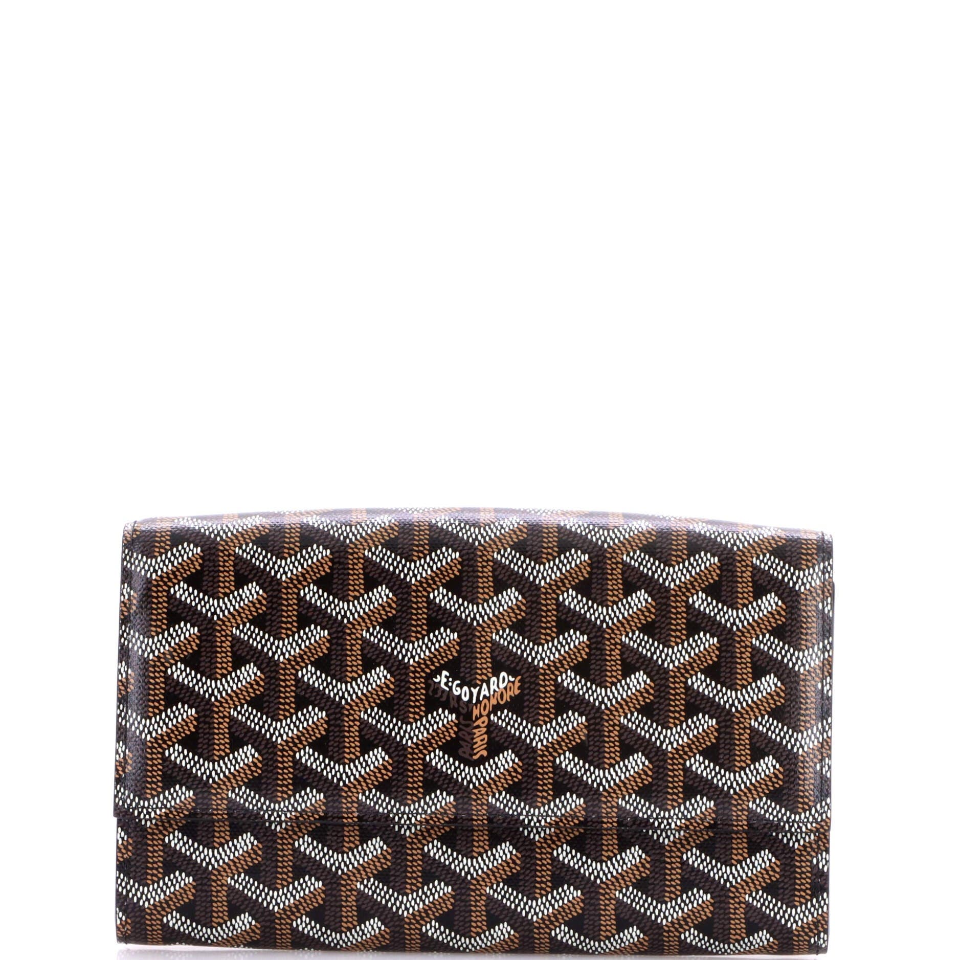 Pre-Owned Goyard Varenne Continental Wallet with Strap Coated Canvas, Main, color, Black