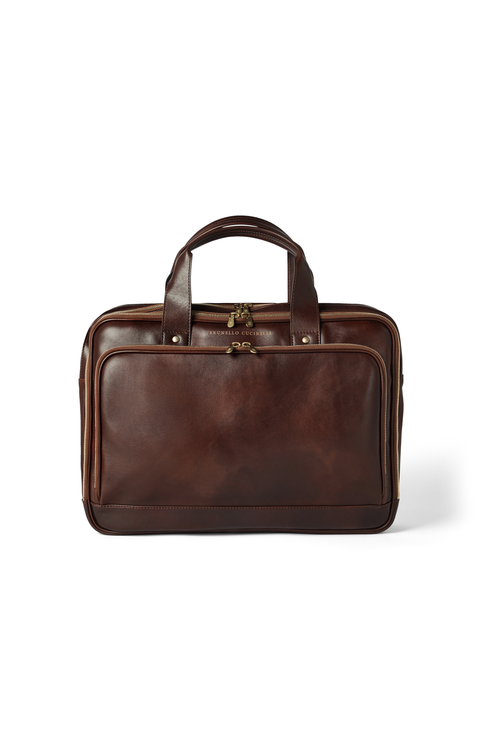 Calfskin briefcase with zipper