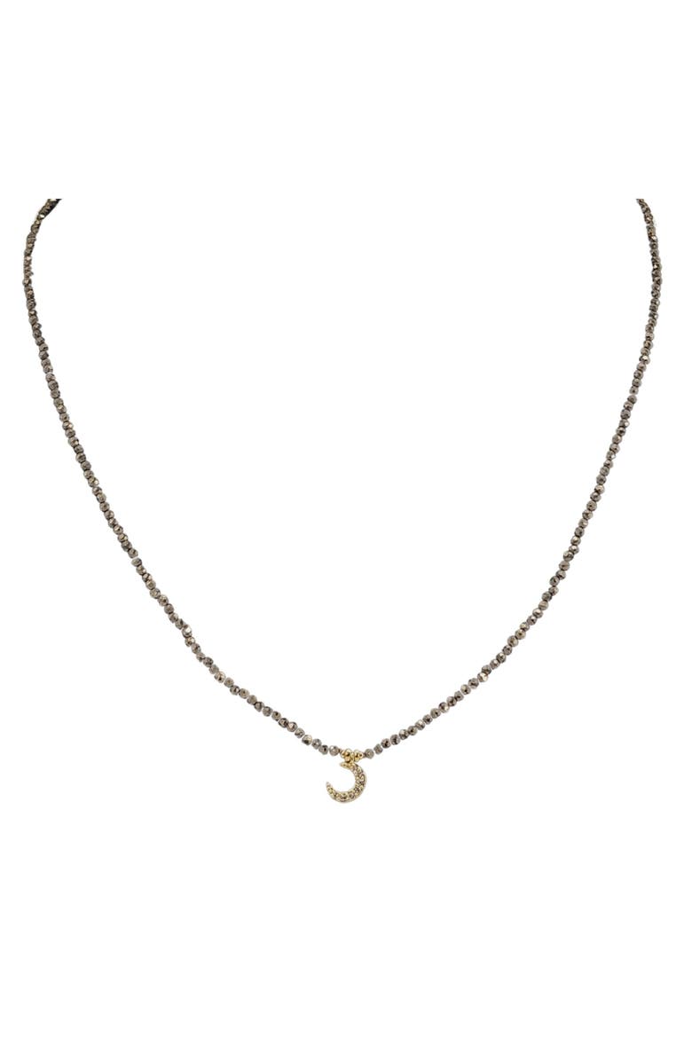 Hematite Micro Bead Moon Choker, Alternate, color, black