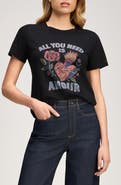 Cinq à Sept All You Need Is Amour Shrunken Cotton Band Graphic T-Shirt