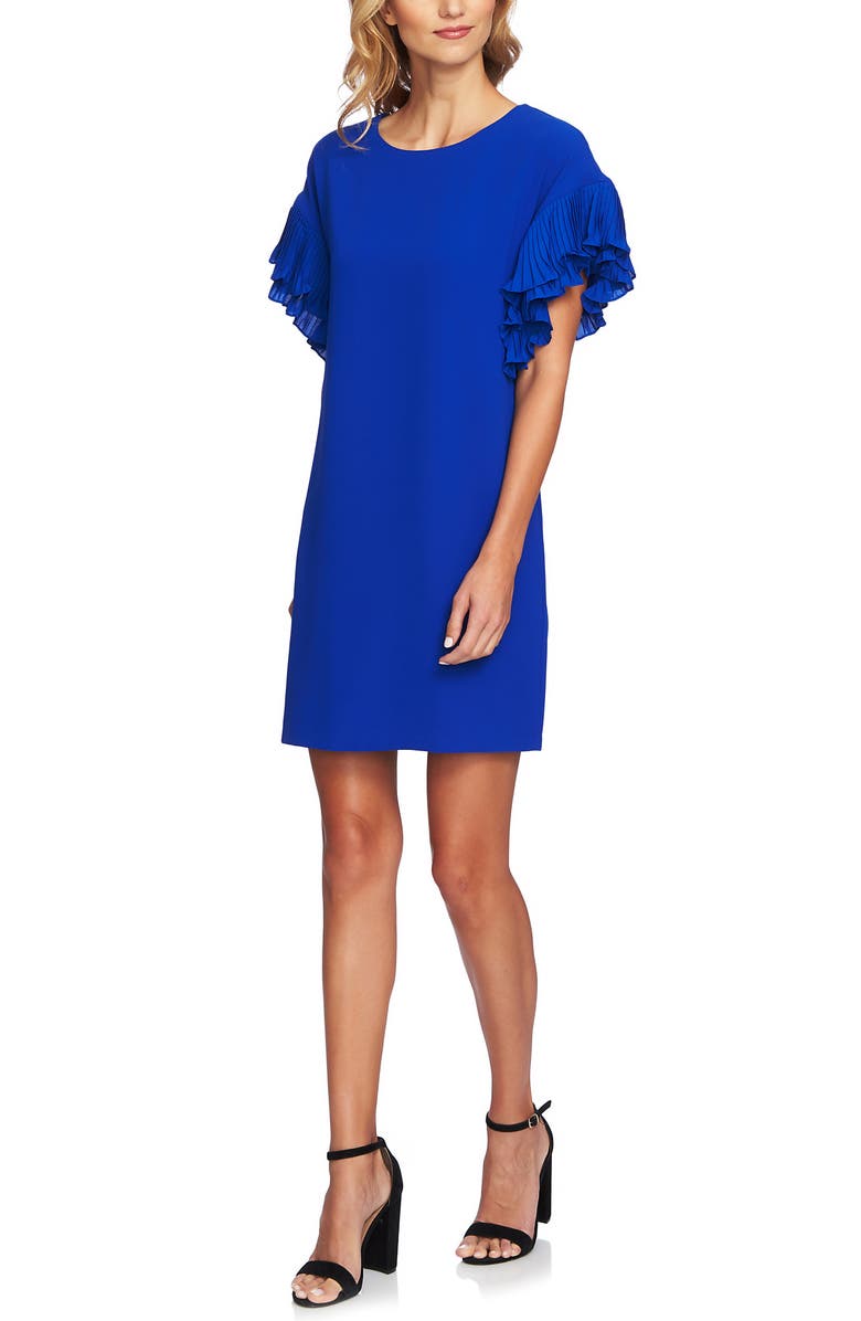 CeCe Tiered Pleated Crepe Shift Dress, Alternate, color, 
