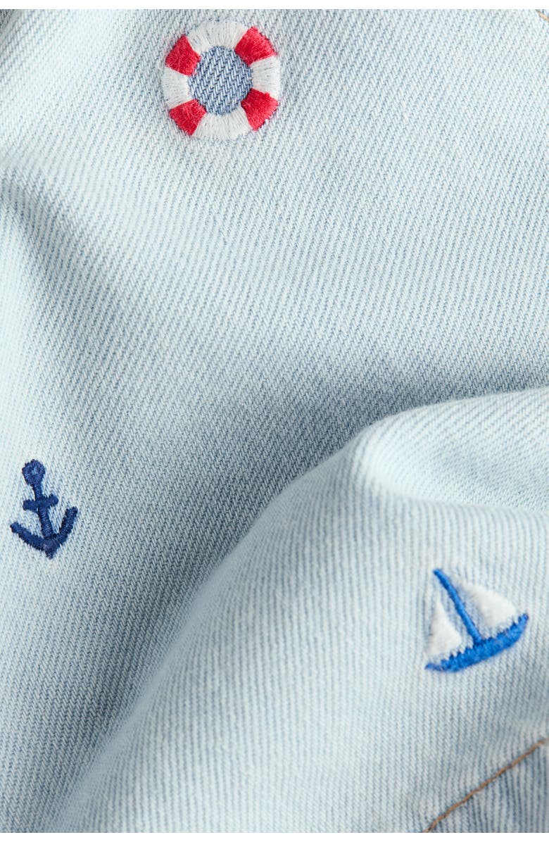 H&M Embroidery-detail Denim Shorts, Alternate, color, Light Denim Blue/Sailboats