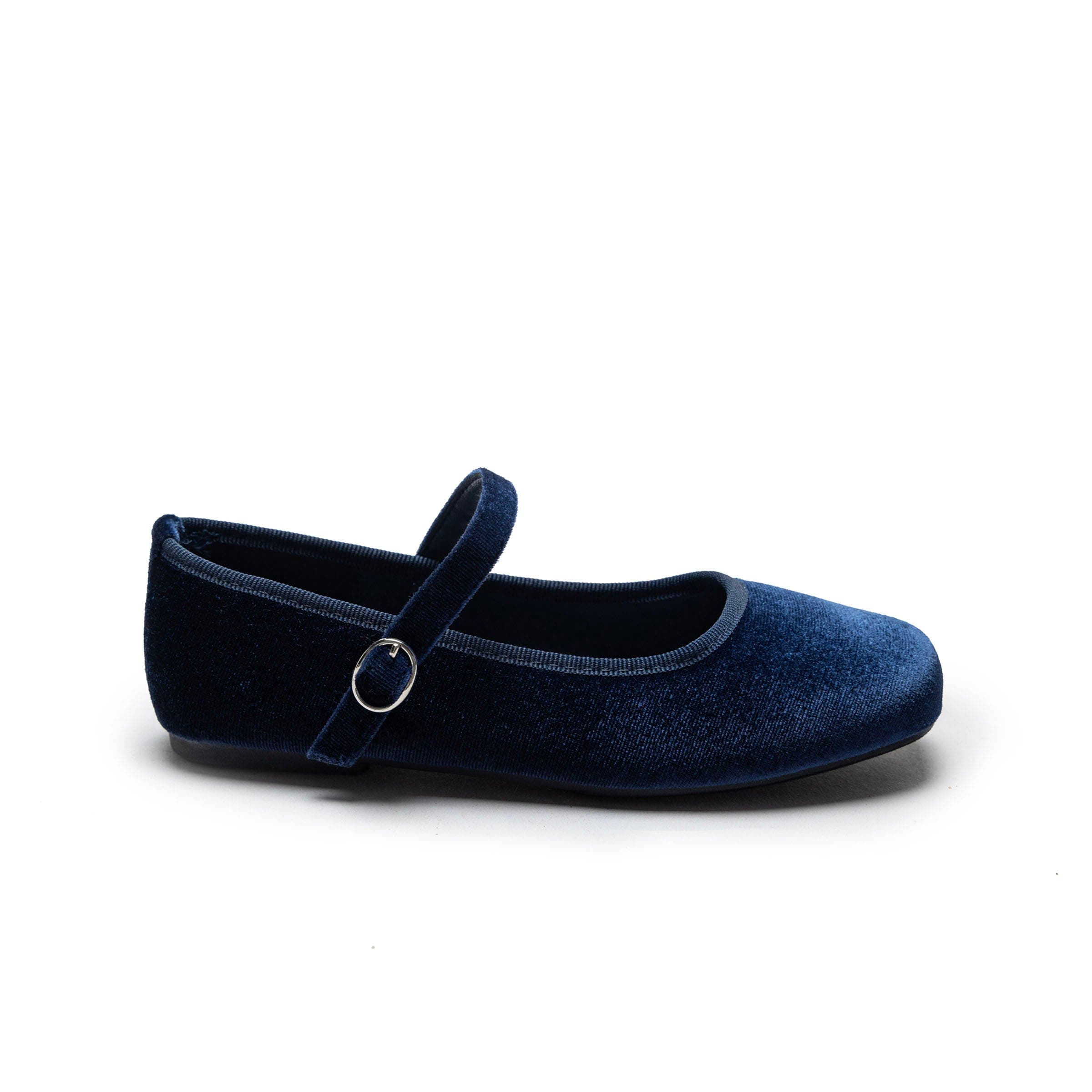 Michelle Satin Velvet Flats, Alternate, color, Navy