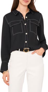 Vince Camuto Topstitch Utility Button-Up Shirt