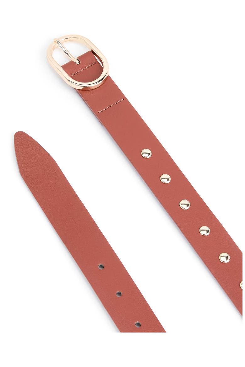 Stud Leather Belt, Alternate, color, COGNAC