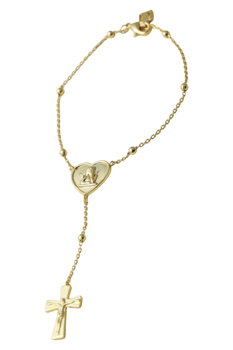 The Angel Cross Rosary Hand Chain, Alternate, color, GOLD