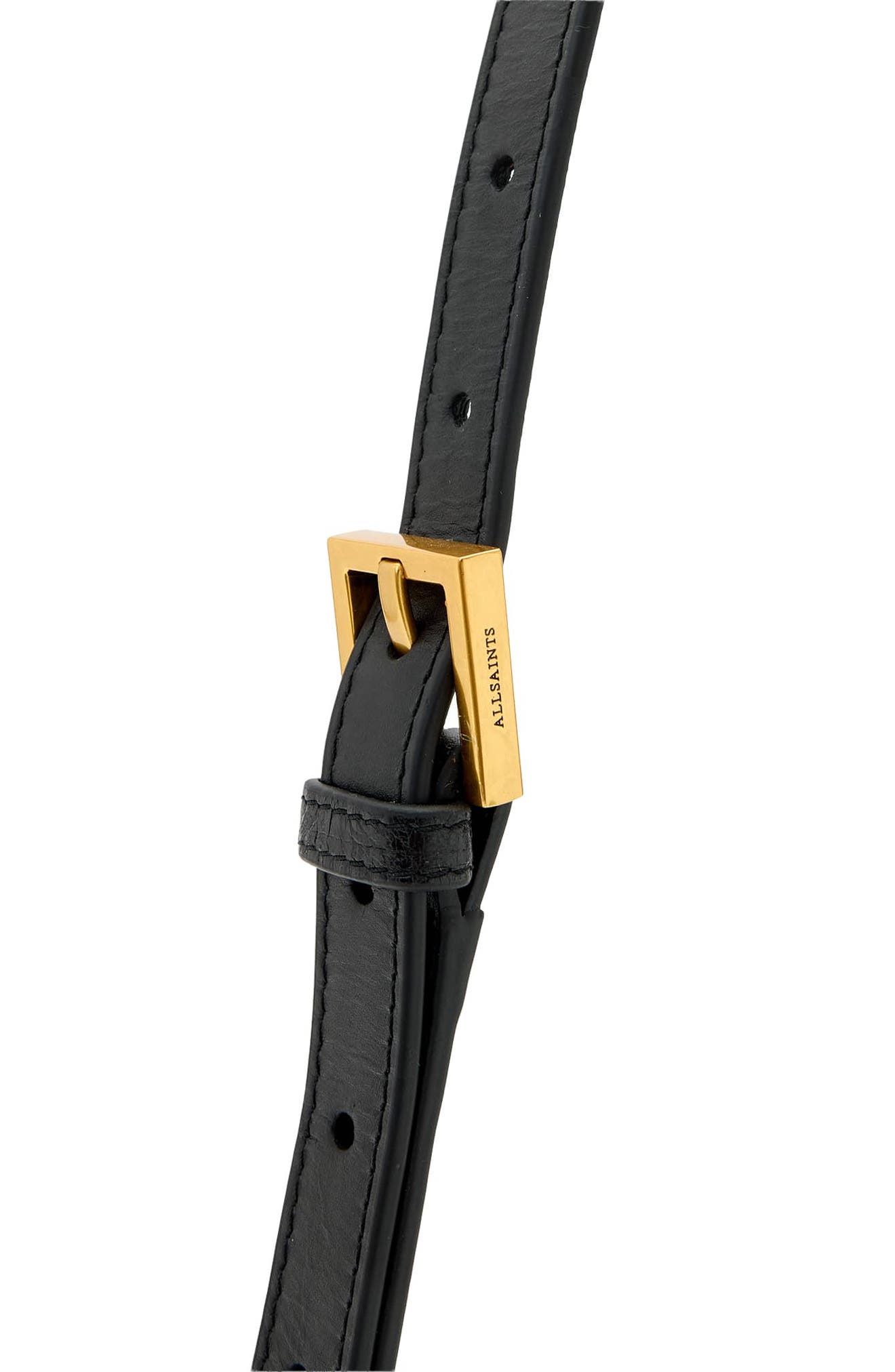 AllSaints Mini Ursa Eel Embossed Crossbody Bag, Alternate, color, Black