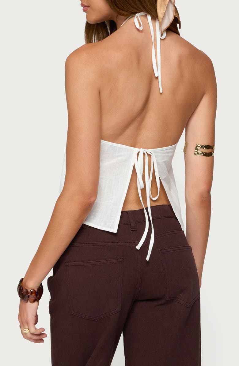 EDIKTED Oliviana Cotton Halter Top, Alternate, color, White