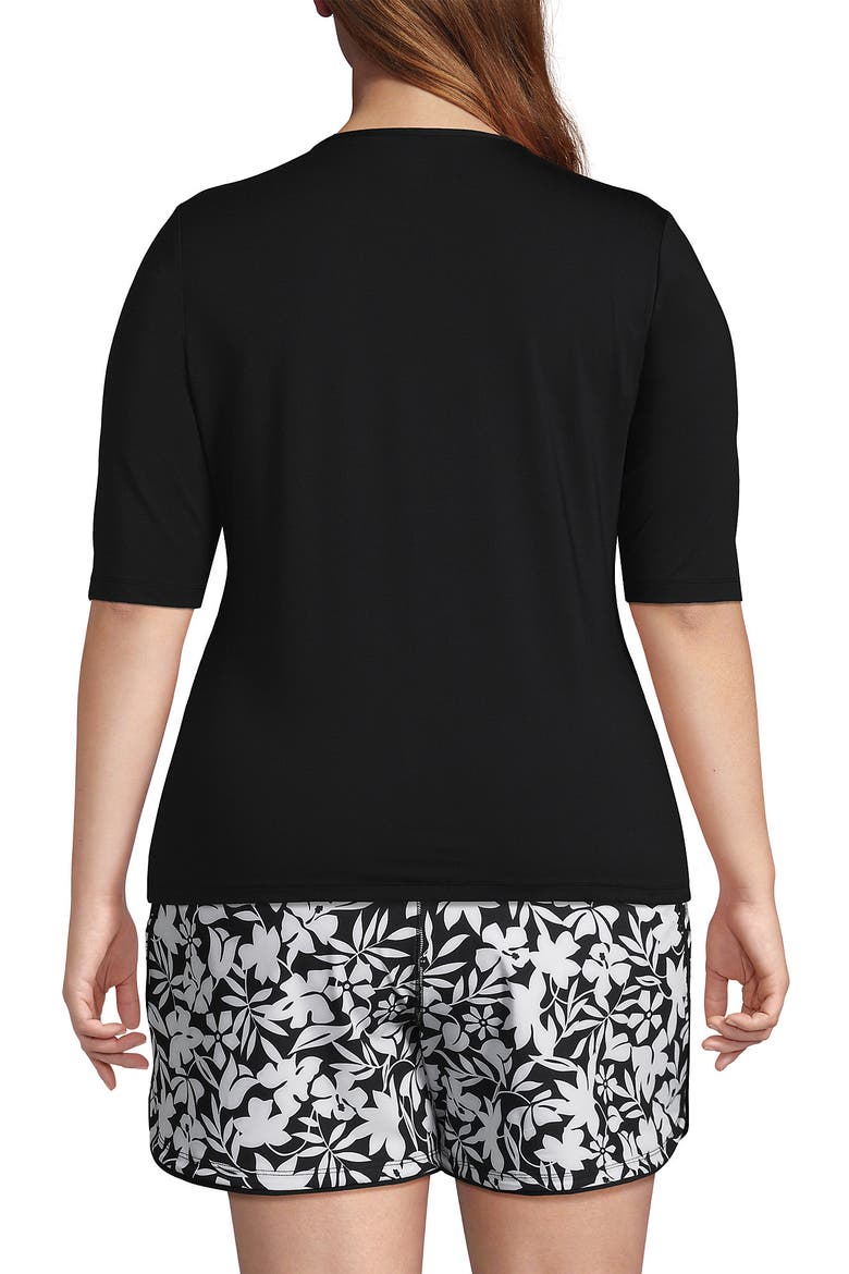 SunShade UPF 50 Elbow Sleeve Rash Guard Swim Tee, Alternate, color, Black