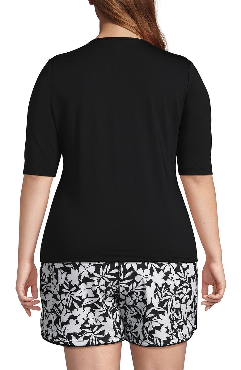 Lands' End SunShade UPF 50 Elbow Sleeve Relaxed Rash Guard, Alternate, color, Black