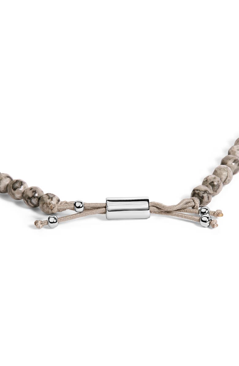 Haus of Brilliance Sterling Silver Jasper Bead Station Bracelet Bolo Clasp, Alternate, color, Silver