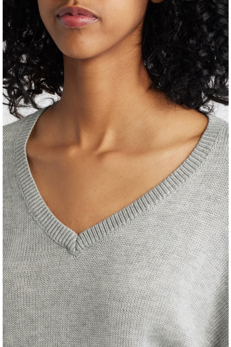 Cassandra Crop V-Neck Sweater, Alternate, color, HEATHER GRAY