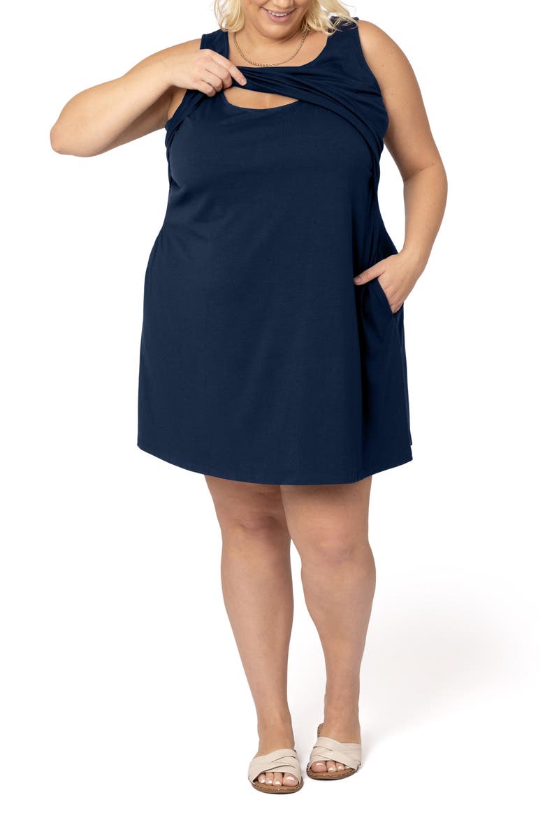 Penelope Crossover Nursing Dress, Alternate, color, NAVY BLUE