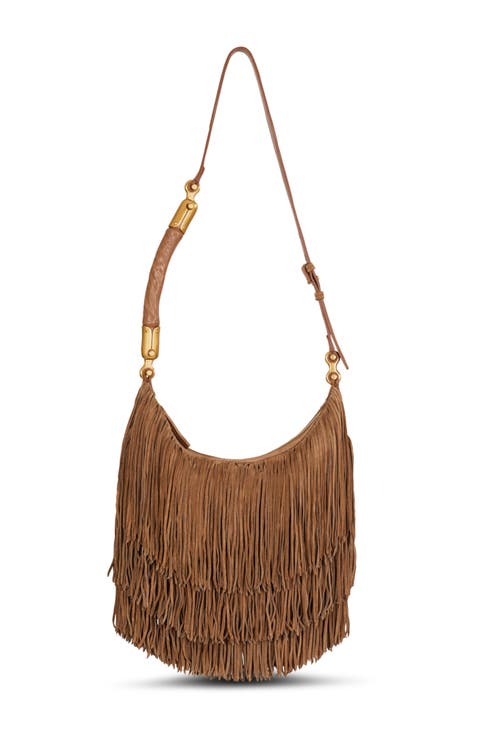 Ebene Hobo Fringes-Suede Leather
