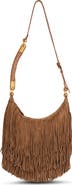 Balmain Ebene Hobo Fringes-Suede Leather