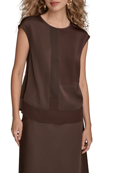 Mixed Media Cap Sleeve Top