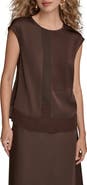 Donna Karan New York Mixed Media Cap Sleeve Top