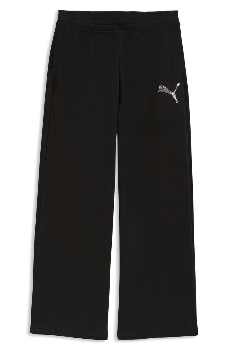 PUMA Rhinestone Logo Detail Cotton Blend Fleece Pants, Main, color, 
