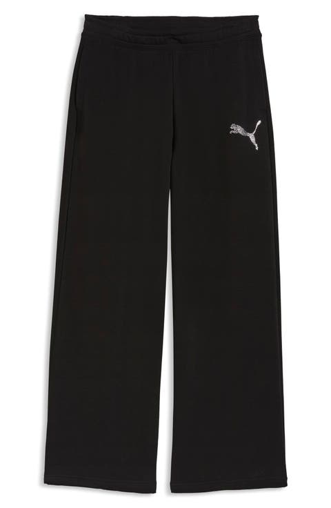 Rhinestone Logo Detail Cotton Blend Fleece Pants