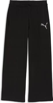 PUMA Rhinestone Logo Detail Cotton Blend Fleece Pants