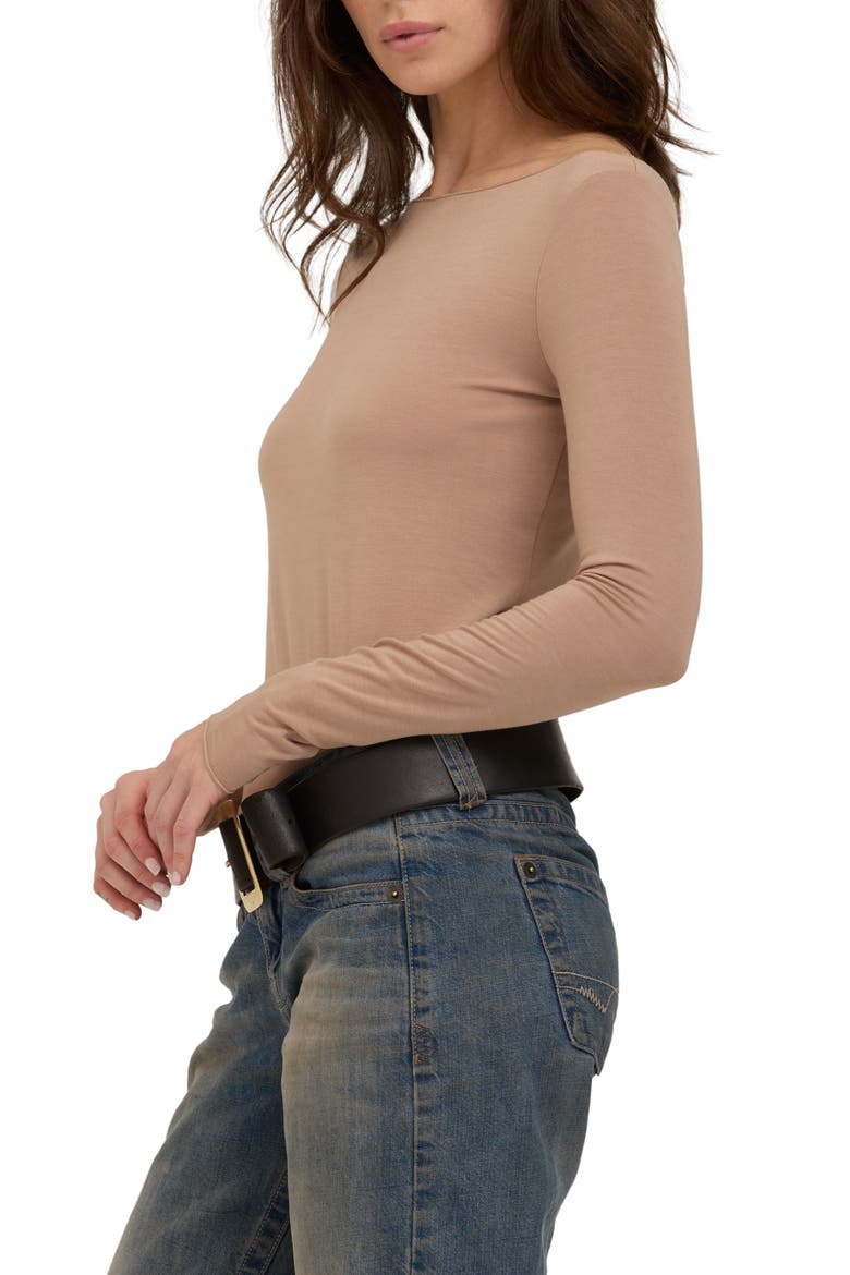 Vera Boat Neck Long Sleeve Top, Alternate, color, CAMEL