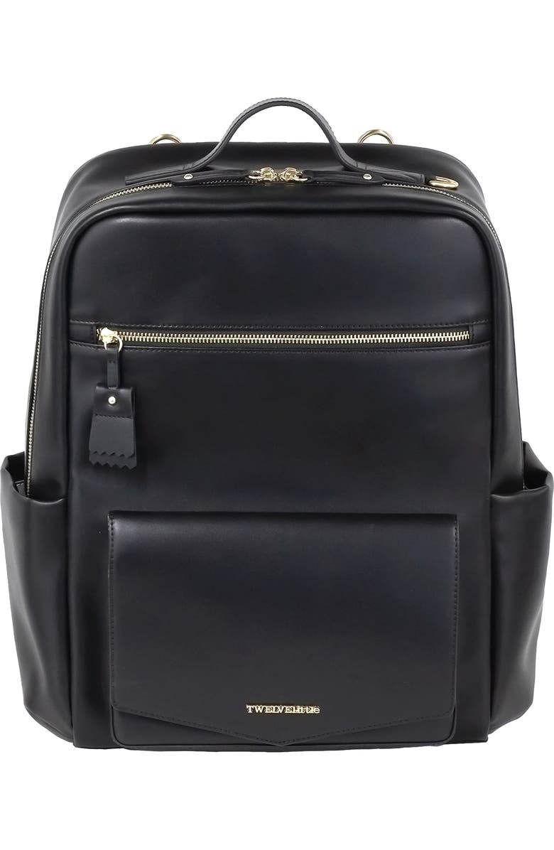 TWELVElittle Peek-A-Boo Faux Leather Diaper Backpack, Main, color,