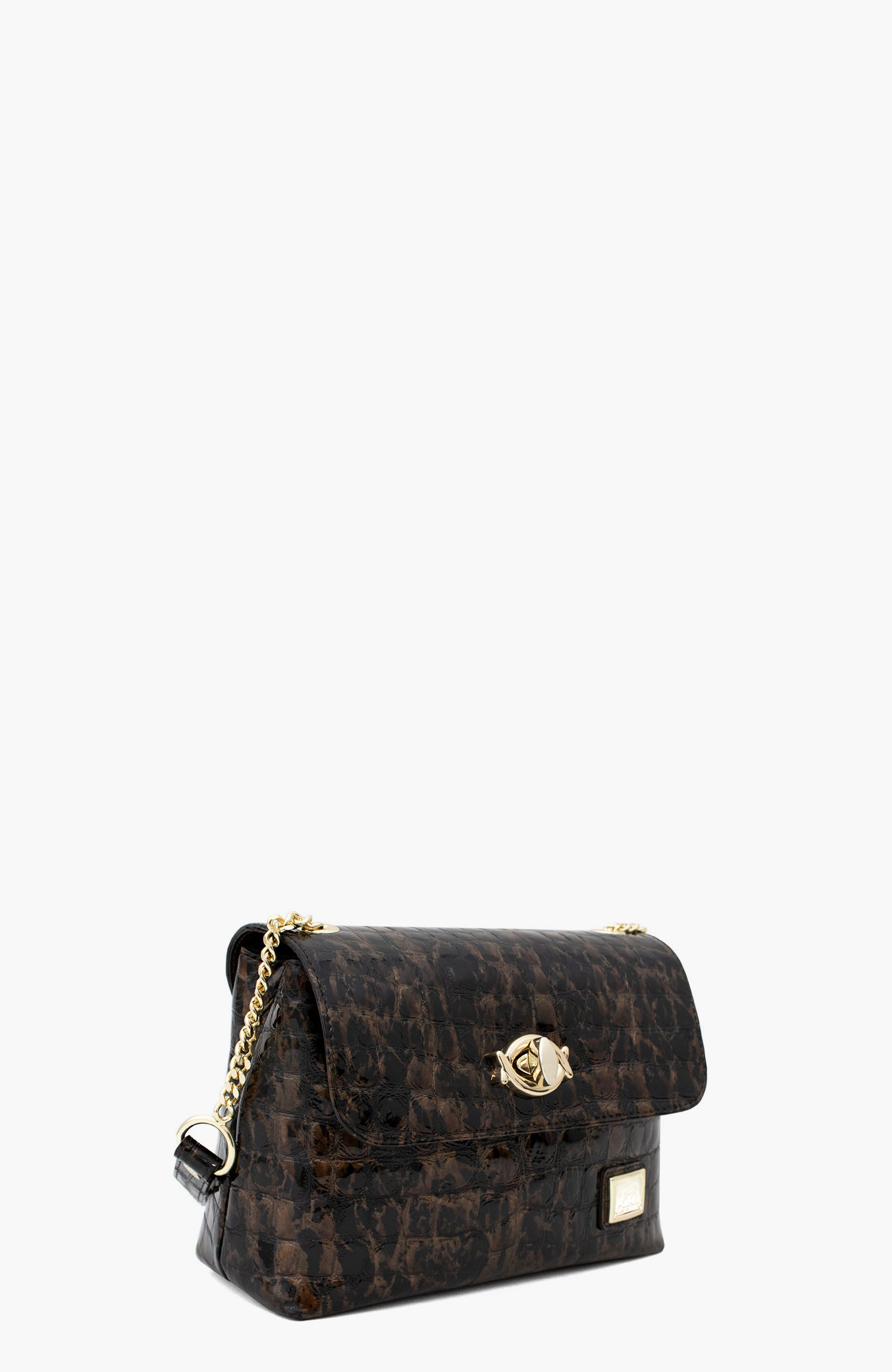Gallop 536 Patent Leather Shoulder Bag, Alternate, color, Black / Brown