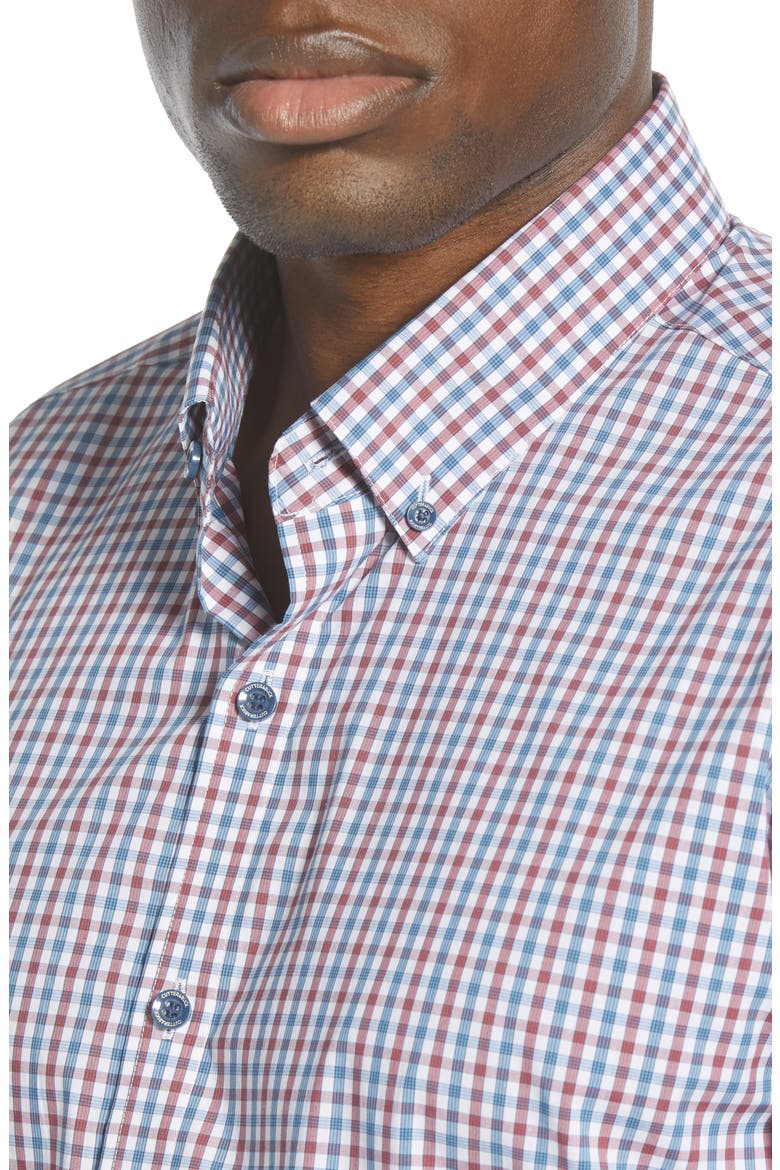 Soar Classic Fit Mini Check Button-Down Performance Shirt, Alternate, color, MARS