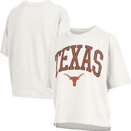 PRESSBOX Women's Pressbox White Texas Longhorns Nelson Arch Over Logo Waist Length Oversized Slub T-Shirt