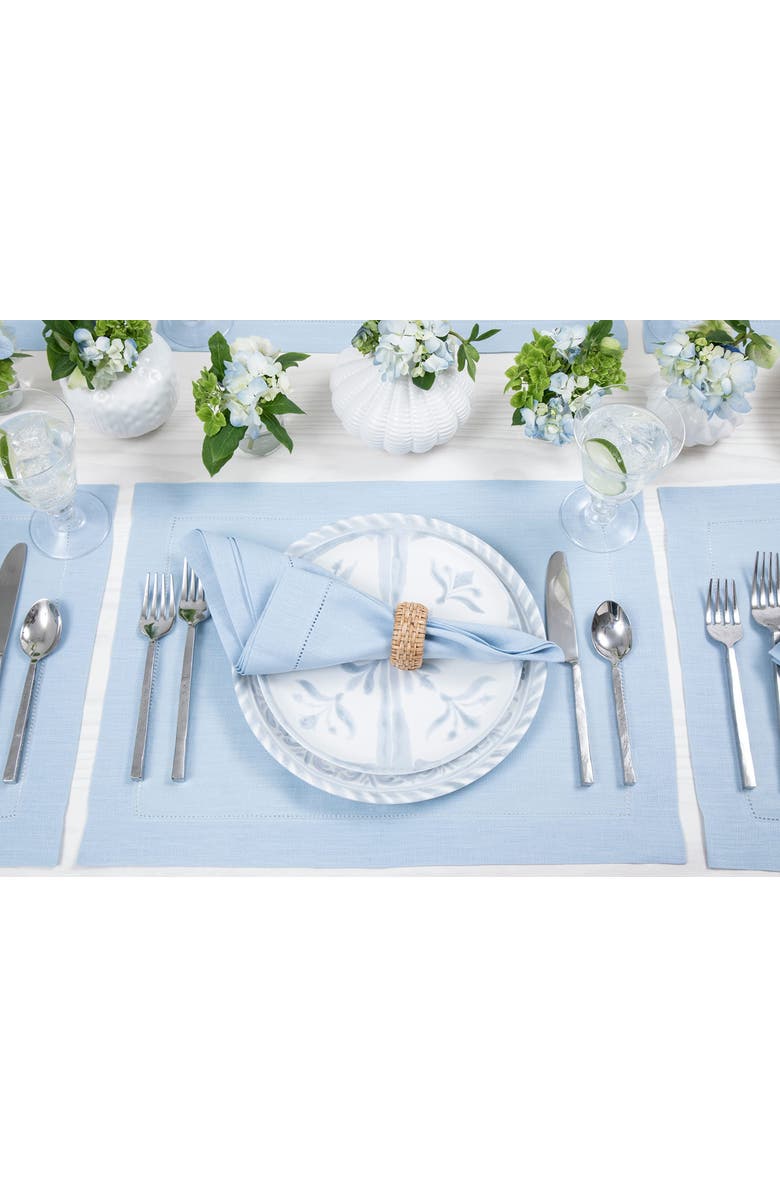 Solino Home Linen Dinner Napkins - Classic Hemstitch, 20" x 20" Inch, Alternate, color, Sky Blue