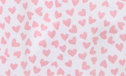 Petite Plume Heart Print Pima Cotton Romper In Pink