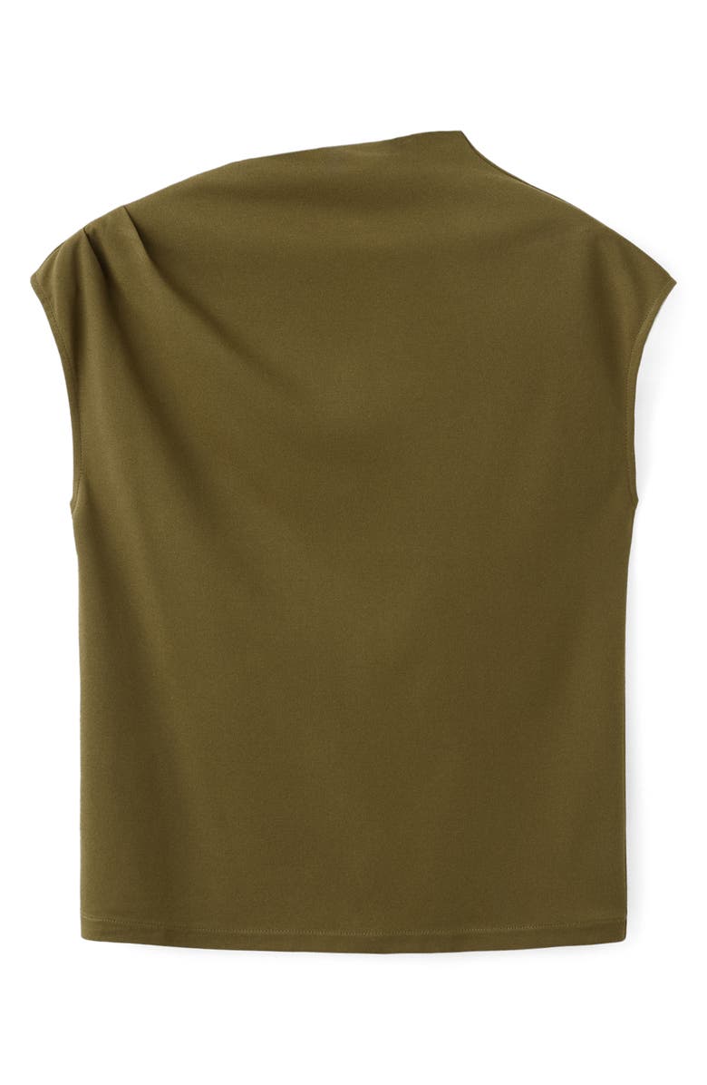 MANGO Gathered Asymmetric Neck Top, Alternate, color, Khaki Green