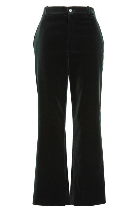 High Waist Cotton Velour Pants