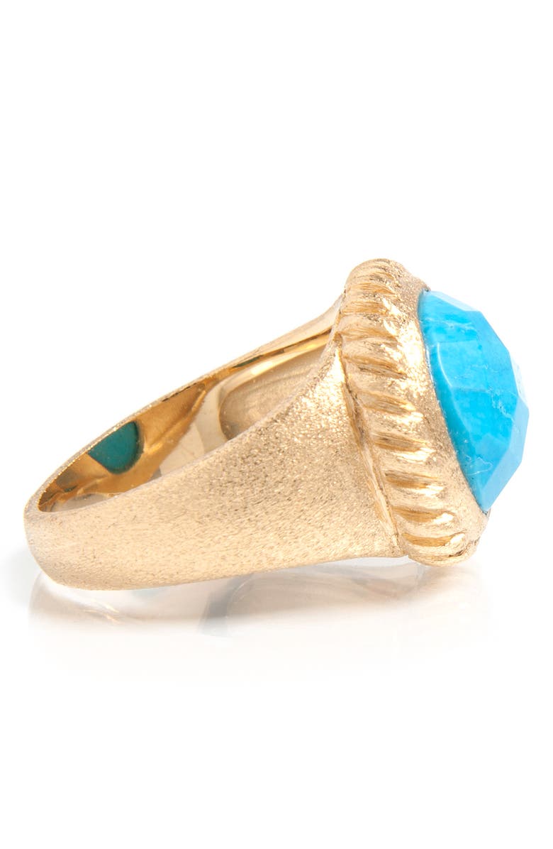 RIVKA FRIEDMAN 18K Yellow Gold Plated Twisted Bezel Oval Faceted Magnesite Satin Ring, Alternate, color, 18K Gold Clad