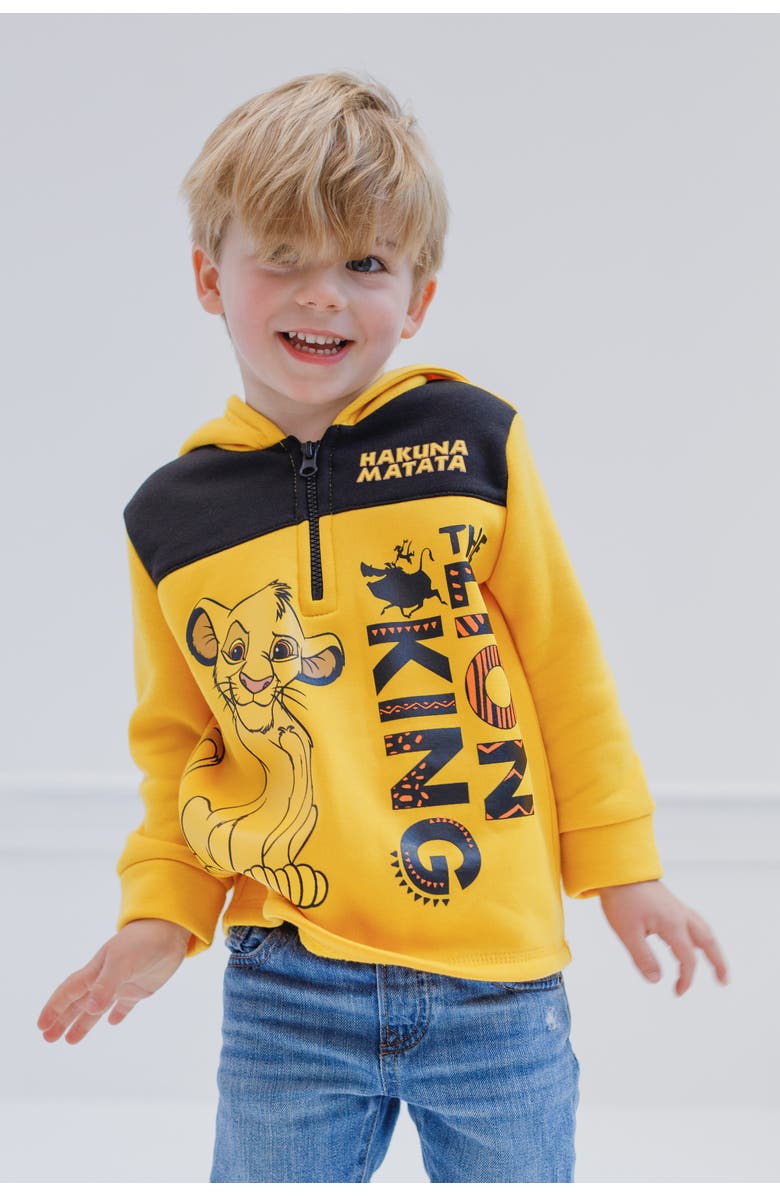 Disney Lion King Fleece Quarter-Zip Hooded Sweatshirt, Alternate, color, Yellow Simba