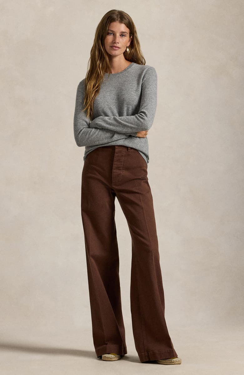 Polo Ralph Lauren High Waist Wide Leg Pants, Alternate, color, Brown