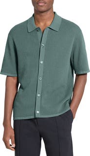 Theory Tactile Cotton Open Stitch Button-Up Shirt