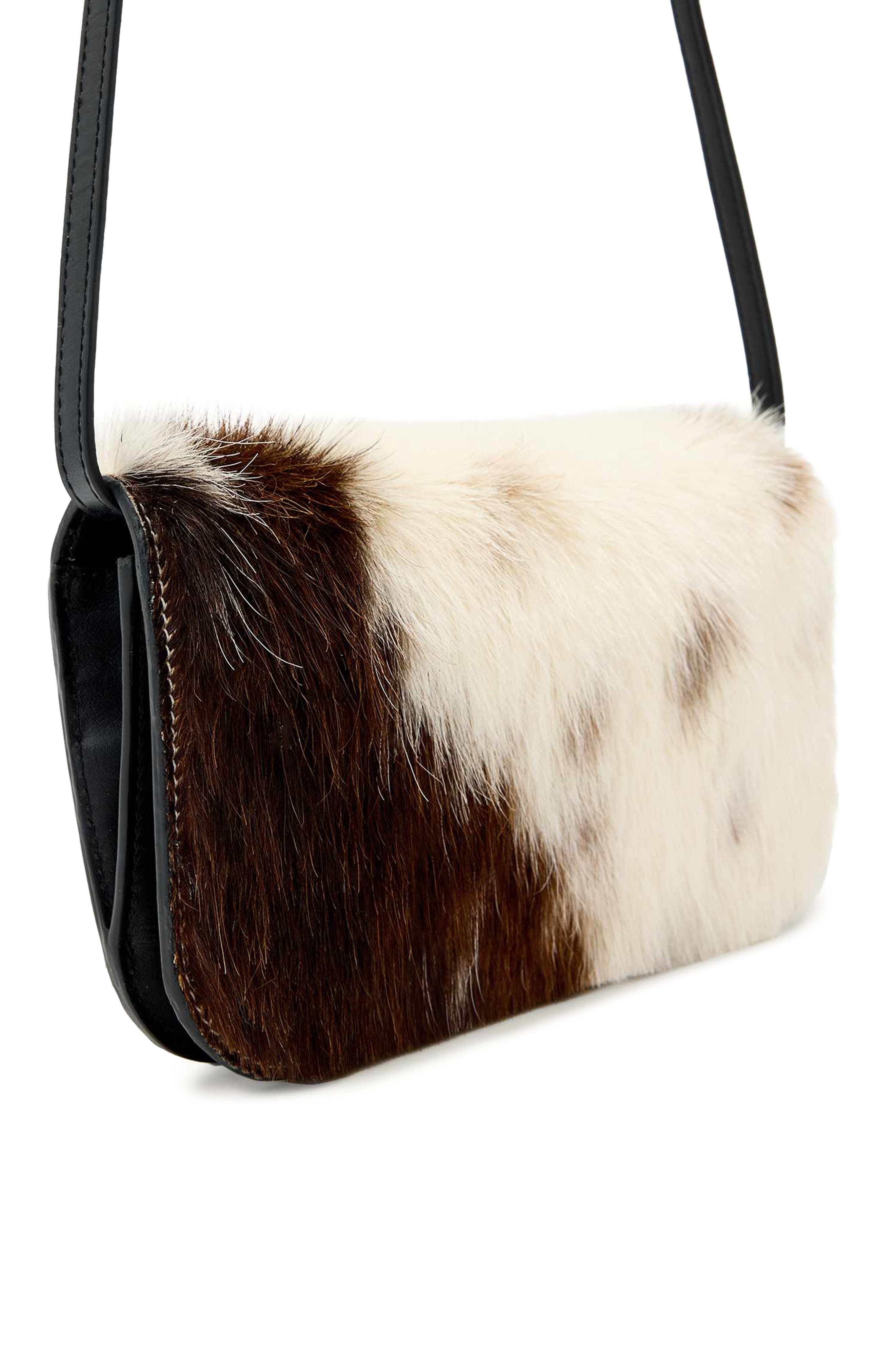 AllSaints Maeve Genuine Calf Hair & Leather Crossbody Wallet, Alternate, color, Cow Print