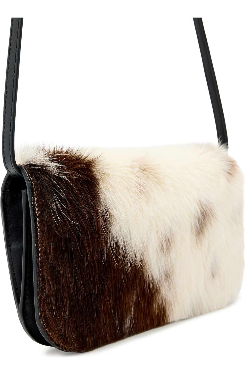 AllSaints Maeve Genuine Calf Hair & Leather Crossbody Wallet, Alternate, color, Cow Print