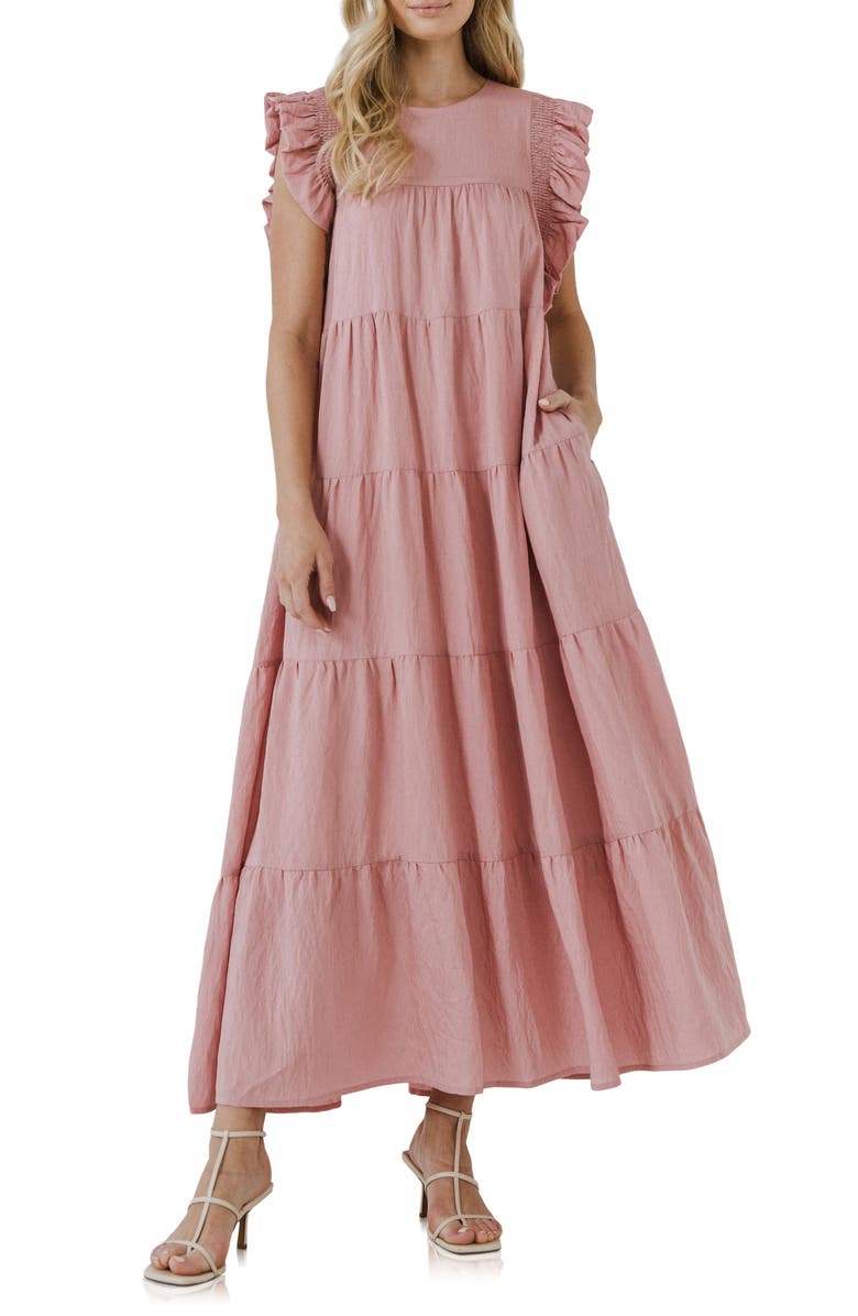 Free the Roses Tiered Ruffle Maxi Dress, Main, color,