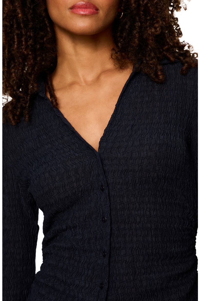 Juno Textured Button-Up Top, Alternate, color, NAVY BLAZE