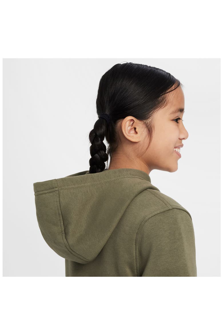 Kids' Club Fleece Hoodie, Alternate, color, MEDIUM OLIVE/ WHITE