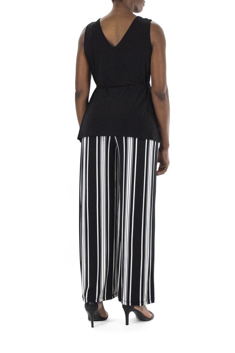 V-Neck Sleeveless Popover Jumpsuit, Alternate, color, BLACK WHITE