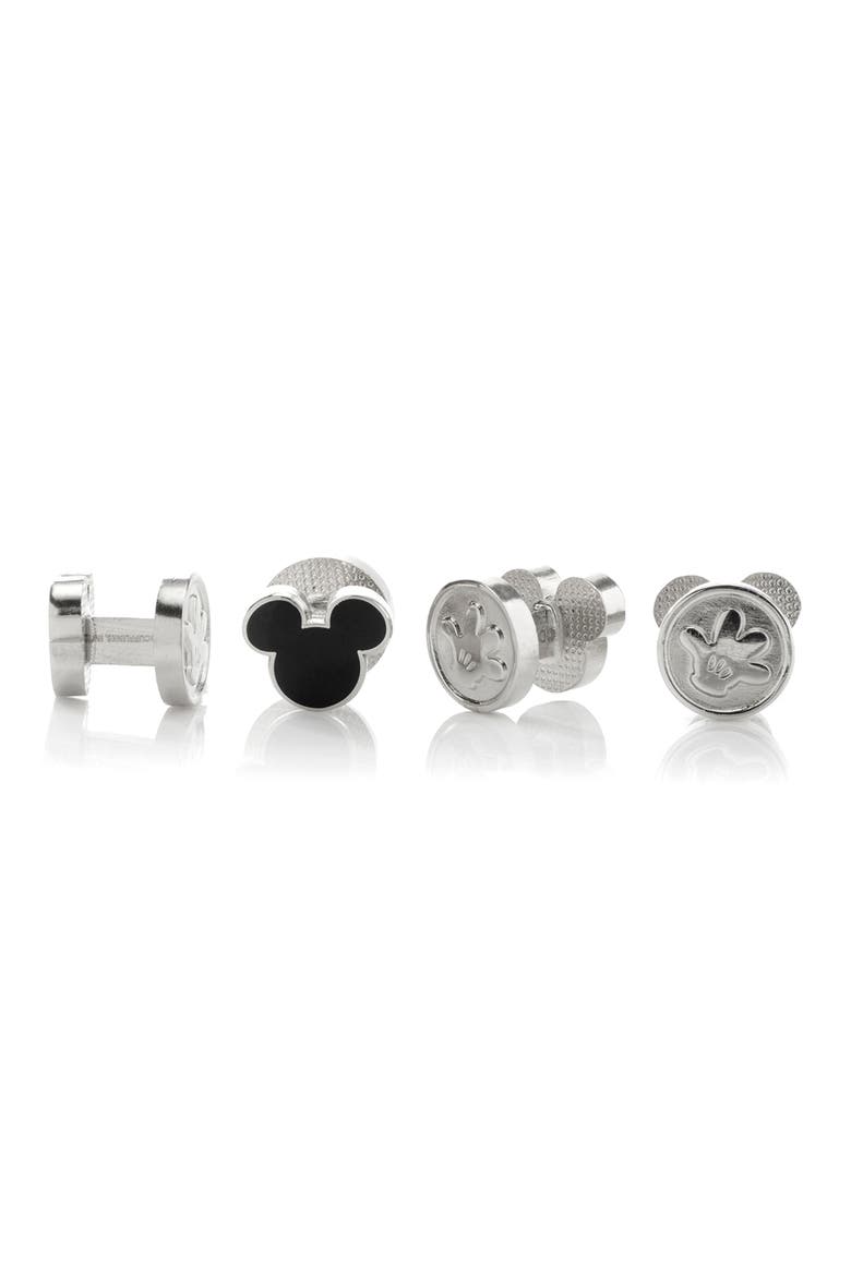 x Disney® Mickey Mouse Cuff Link & Stud Set, Alternate, color, BLACK