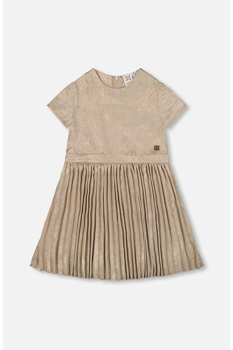 Short Sleeve Dress with Pleated Skirt, Main, color, Light Caramel