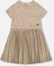 Deux par Deux Short Sleeve Dress with Pleated Skirt
