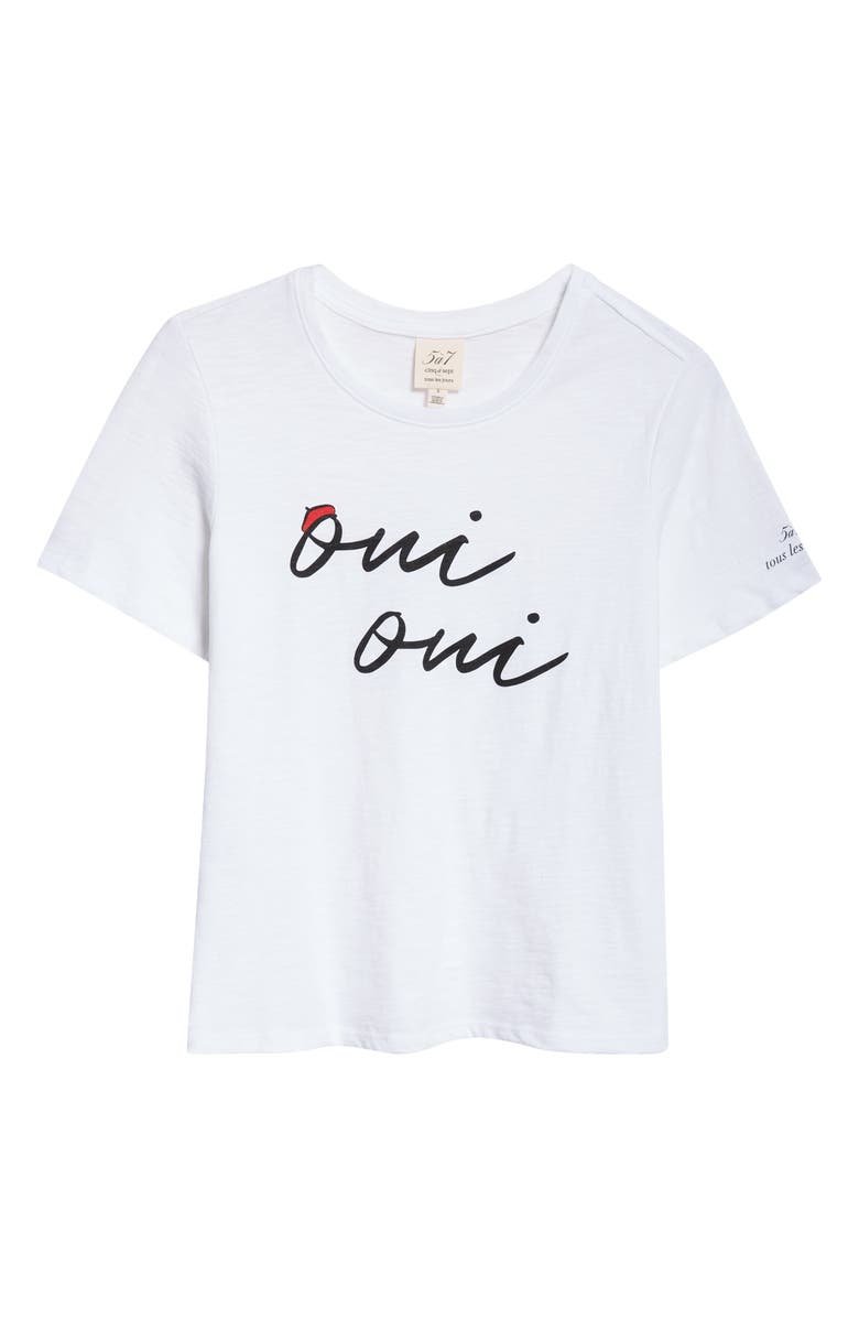 Cinq à Sept Oui Oui Shrunken Cotton T-Shirt, Alternate, color, White/ Black