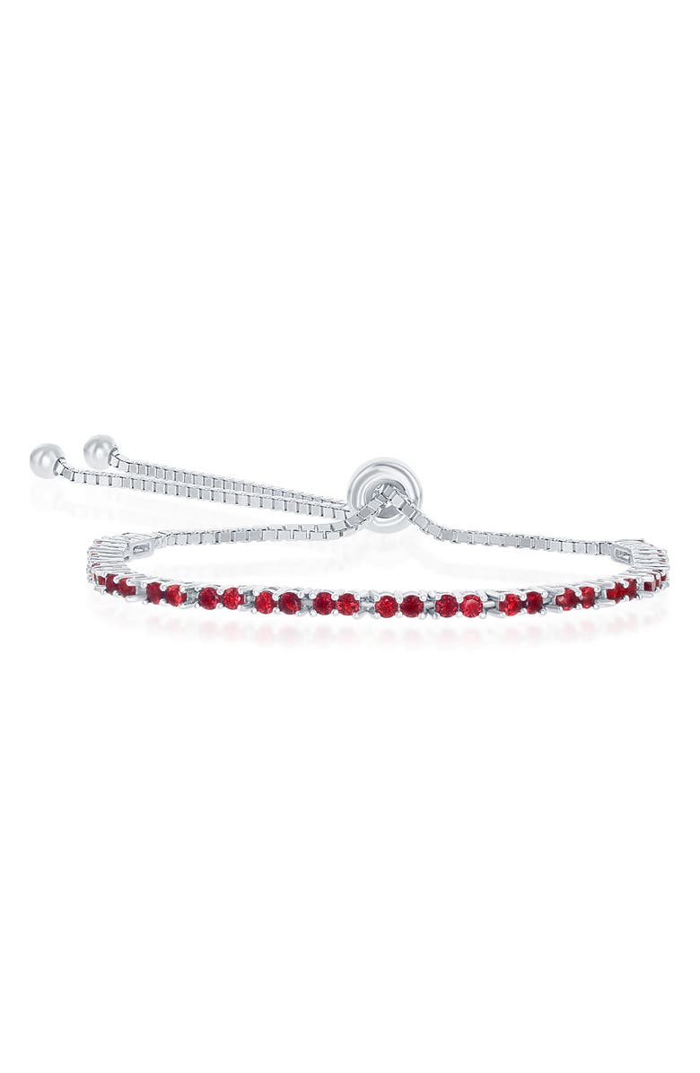 SIMONA Sterling Silver Ruby CZ Bolo Bracelet, Main, color, Silver