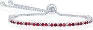 SIMONA Sterling Silver Ruby CZ Bolo Bracelet