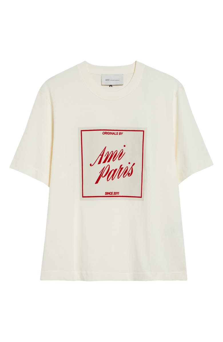 AMI PARIS Boxy Cotton Graphic T-Shirt, Alternate, color, Blanc Creme